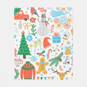Kerstmis, Nieuwjaarspictogram ingesteld. Winter fe Fleece Deken