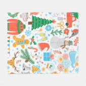 Kerstmis, Nieuwjaarspictogram ingesteld. Winter fe Fleece Deken (Voorkant (Horizontaal))