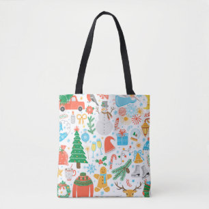 Kerstmis, Nieuwjaarspictogram ingesteld. Winter fe Tote Bag