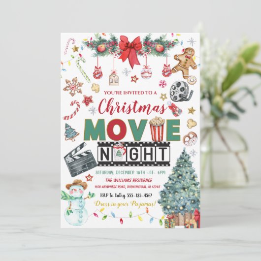 Kerstmis Night Holiday Kaart (Staand voorkant)