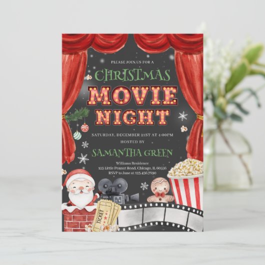 Kerstmis Night Holiday Kaart (Staand voorkant)