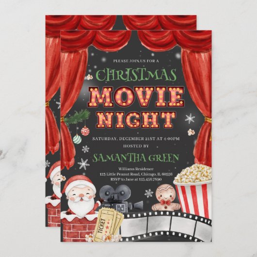 Kerstmis Night Holiday Kaart (Voorkant / Achterkant)