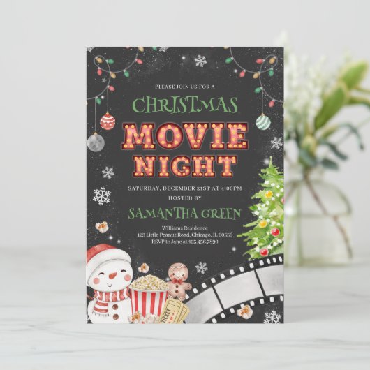 Kerstmis Night Holiday Kaart (Staand voorkant)