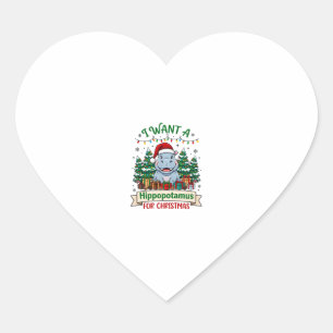 Kerstmis Nijlpaard Kerstman Hoed Bomen Cadeaus Hart Sticker