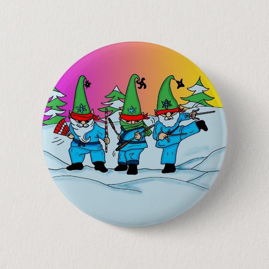Kerstmis Ninja Elves Button (Voorkant)