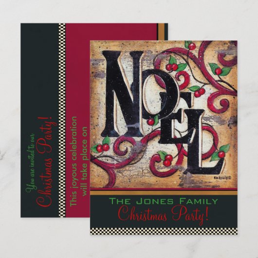 Kerstmis Noel ~ Ansichtkaart / Uitnodiging (Voorkant / Achterkant)