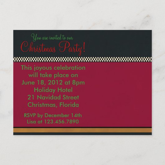 Kerstmis Noel ~ Ansichtkaart / Uitnodiging (Achterkant)