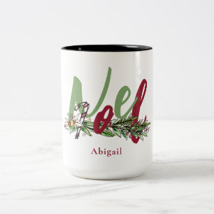 Kerstmis Noel gepersonaliseerd Tweekleurige Koffiemok