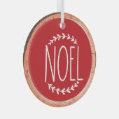 Kerstmis Noel Glas Ornament (Voorkant Rechts)