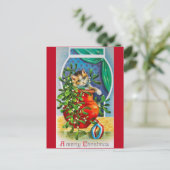 Kerstmis, Noel Kitten Briefkaart (Staand voorkant)