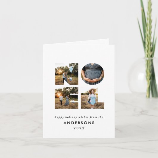 Kerstmis Noel modern 4 foto eenvoudig vakantie Feestdagen Kaart (Voorkant)