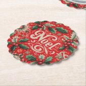 Kerstmis Noel Rood & Groen Kartonnen Onderzetters (Gekanteld)
