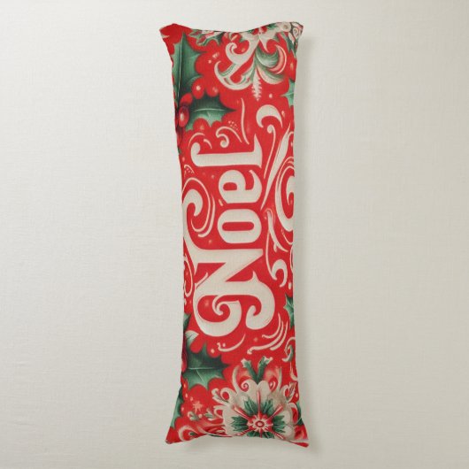 Kerstmis Noel Rood & Groen Lichaamskussen (Voorkant Verticaal)
