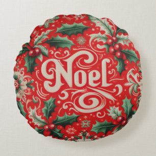 Kerstmis Noel Rood & Groen Rond Kussen