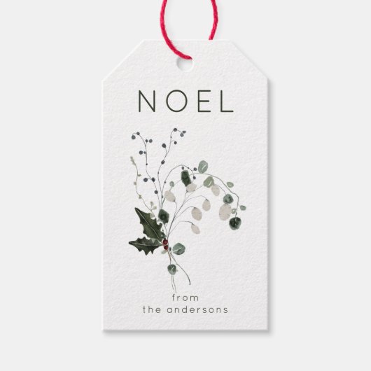 Kerstmis Noel rustiek groen Cadeaulabel (Voorkant)