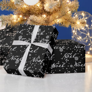 Kerstmis Noel Tekst In Sneeuwvlokken Inpakpapier