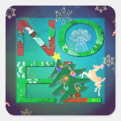 Kerstmis Noel Vierkante Sticker (Voorkant)