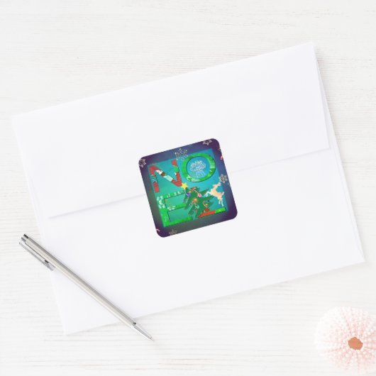 Kerstmis Noel Vierkante Sticker (Envelop)