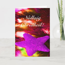 Kerstmis Nollaig Chridheil Paarse Star I Holiday Feestdagen Kaart