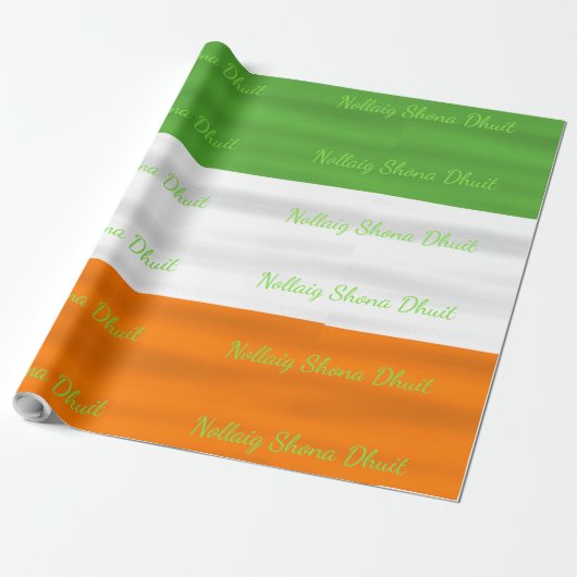 Kerstmis Nollaig Shona Dhuit Ierse vlag Ierland Cadeaupapier (Uitgerold)