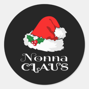 Kerstmis Nonna Claus Matching Pyjama Santa Hat X- Ronde Sticker