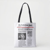 Kerstmis: Noord-Pole Times Newspaper Cute Tote Bag (Voorkant)