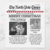 Kerstmis Noord-Pole Times Newspaper Fun Wijn Etiket (Enkel label)