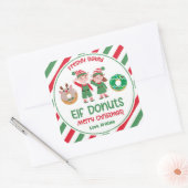 Kerstmis Noordpool Elf Donuts Gift Vierkante Sticker (Envelop)