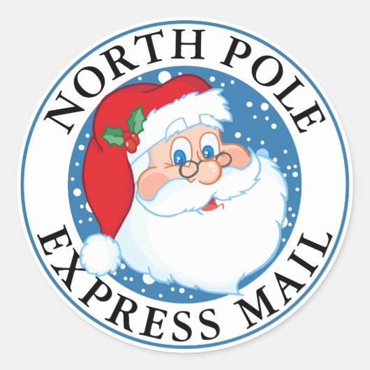 Kerstmis Noordpool Express Mail Santa Ronde Sticker (Voorkant)