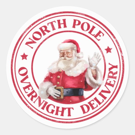 KERSTMIS NOORDPOOL OVERNACHTING LEVERING RONDE STICKER (Voorkant)