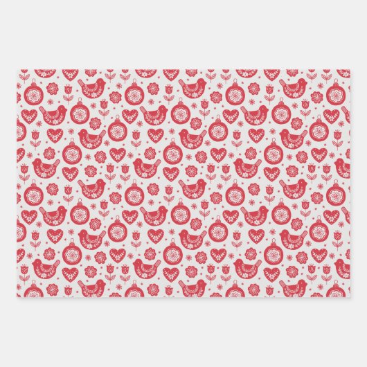 Kerstmis noords Scandinavisch rood wit Inpakpapier Vel (Voorkant 3)