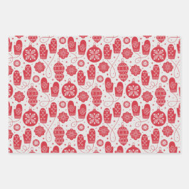 Kerstmis noords Scandinavisch rood wit Inpakpapier Vel