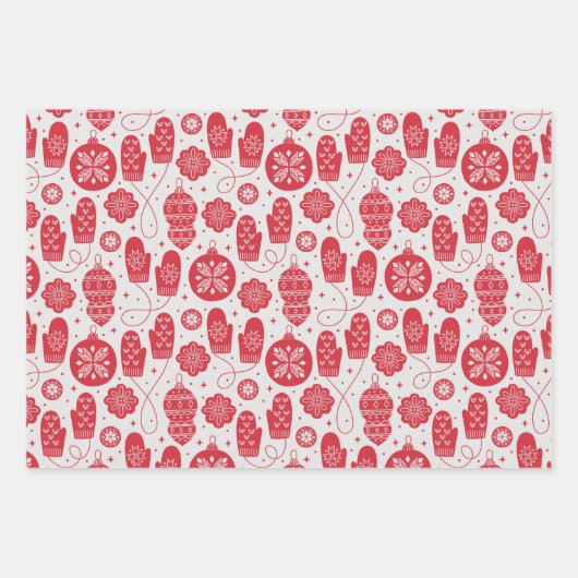 Kerstmis noords Scandinavisch rood wit Inpakpapier Vel (Voorkant)