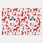 Kerstmis Noordse Scandinavische Zwarte Rood Inpakpapier Vel (Voorkant 3)