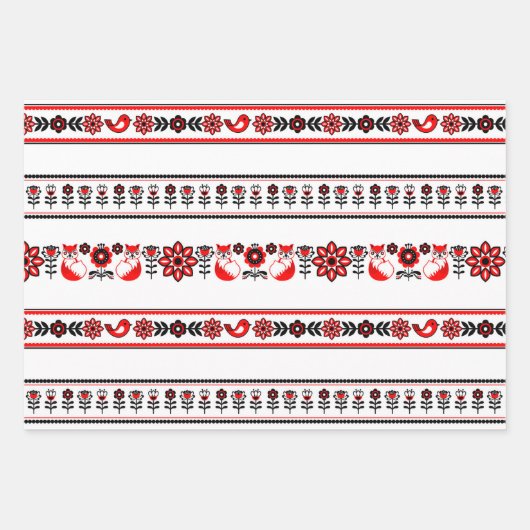 Kerstmis Noordse Scandinavische Zwarte Rood Inpakpapier Vel (Voorkant 2)