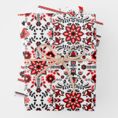 Kerstmis Noordse Scandinavische Zwarte Rood Inpakpapier Vel (In situ)