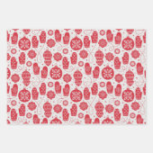 Kerstmis Noordse Scandinavische Zweedse Rood Wit Inpakpapier Vel (Voorkant)