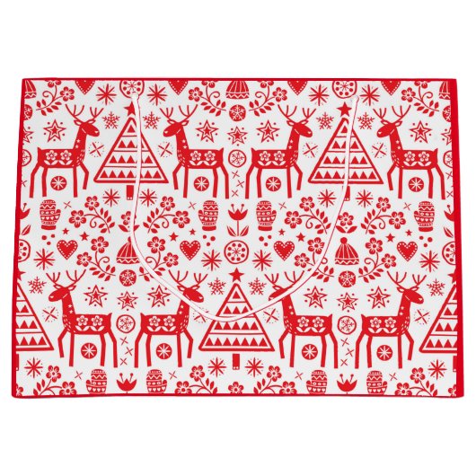 KERSTMIS NOORSE RENDIER PATROON CADEAUZAK GROOT CADEAUZAKJE (Voorkant)