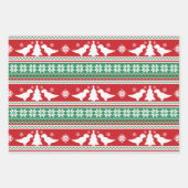 Kerstmis Nordic Fair Isle Dinosaurs Sweater Inpakpapier Vel (Voorkant 3)