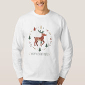 Kerstmis Nordic Geometrisch Rendier T-shirt (Voorkant)