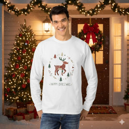 Kerstmis Nordic Geometrisch Rendier T-shirt