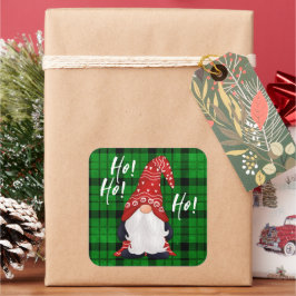 Kerstmis Nordic Gnome Groen Plaid Vierkante Sticker