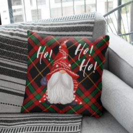 Kerstmis Nordic Gnome Groen Rood en Zwart Plaid Kussen