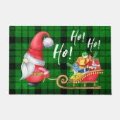 Kerstmis Nordic Gnome Santa Green Plaid Deurmat (Voorkant)