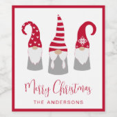 Kerstmis Nordic Gnomes Holiday Wijn Etiket (Enkel label)