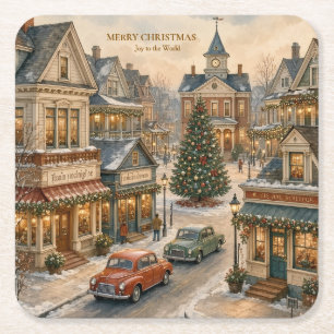 Kerstmis, Nostalgische Kerststraat in een Klein Do Kartonnen Onderzetters