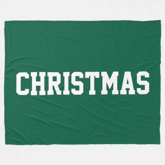 KERSTMIS Nostalgische witte tekst op spar groen Fleece Deken (Voorkant (Horizontaal))