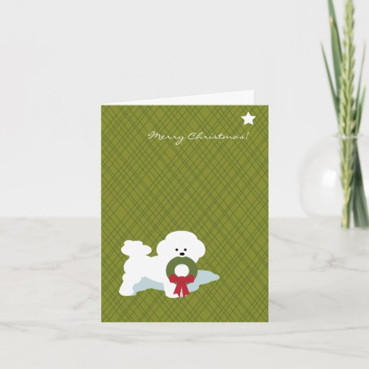 Kerstmis Notecard van Frise van Bichon Feestdagen Kaart (Voorkant)