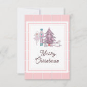 Kerstmis-notenkraker foto roze bedankkaart (Voorkant)