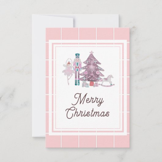 Kerstmis-notenkraker foto roze bedankkaart (Voorkant)